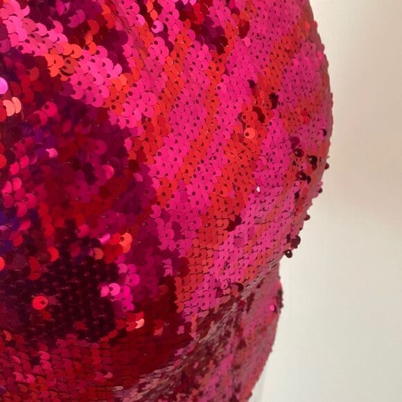 Zara Pink & Red Horizontal Striped Sequin Mini Dress Size XS - Picture 16 of 16